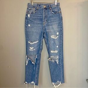 H&M High-Waisted Distressed Light Wash Jeans